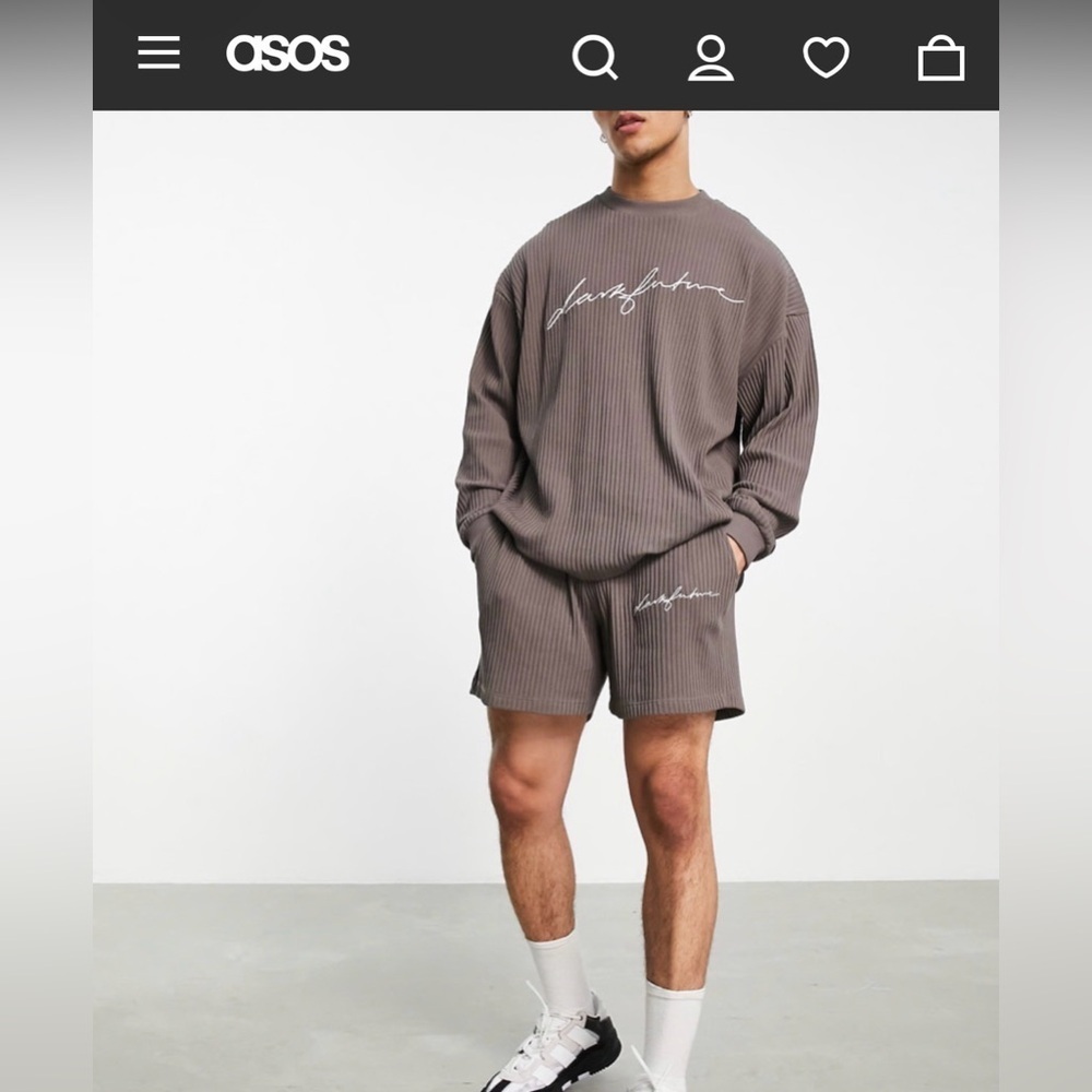ASOS Brown Ribbed Sweater with Script Design